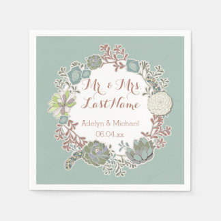 Serviettes Jetables Papier Mariage Succulent Personnalisé