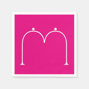 Serviettes Jetables Papier Monogramme Personnalisé Simple Chic Pink