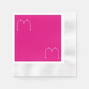 Serviettes Jetables Papier Monogramme Personnalisé Simple Chic Pink