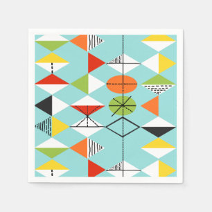 Serviettes Jetables Papier Motif Arlequin Retro