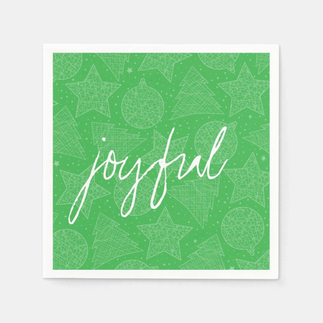 Serviettes Jetables Papier Motif de Noël vert et blanc (Devant)