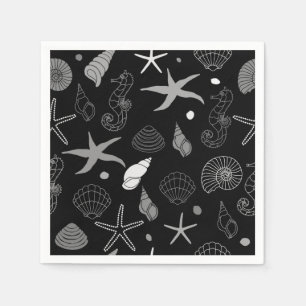 Serviettes Jetables Papier Motif noir Sea Life Napkin