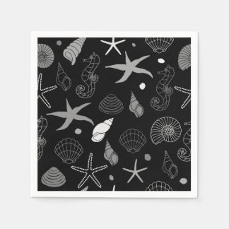 Serviettes Jetables Papier Motif noir Sea Life Napkin