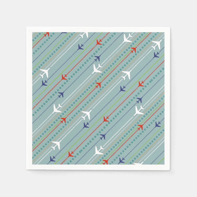 Serviettes Jetables Papier Motif Retro Avion (Devant)