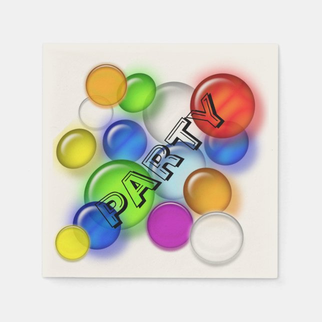 Serviettes Jetables Papier Napkin - Bulles de fête dans les couleurs (Devant)