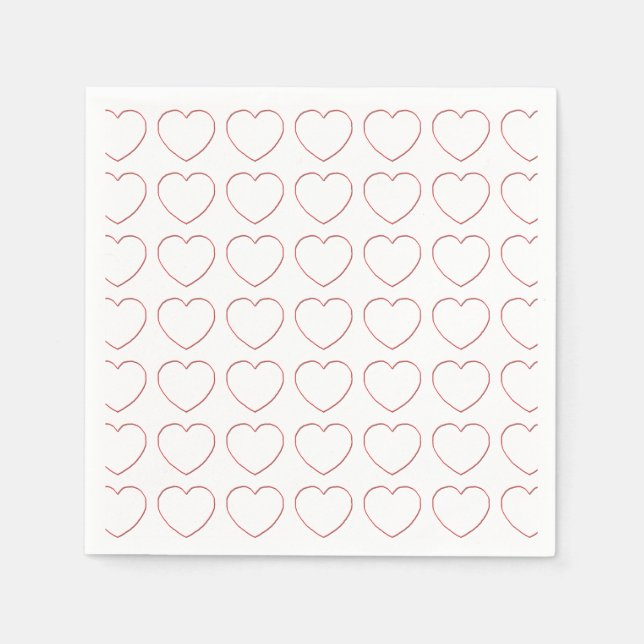 Serviettes Jetables Papier Napkin - Coeurs de fil dans les lignes (Devant)