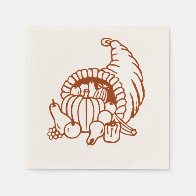 Serviettes Jetables Papier Napkin - Cornucopia (noir) (Devant)