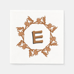 Serviettes Jetables Papier Napkin - Feuilles en cercle avec initiales