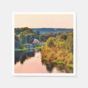 Serviettes Jetables Papier paysager d'automne rural Napkin