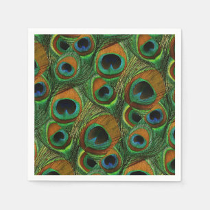 Serviettes Jetables Papier Peacock - Vert, Bleu, Turquoise