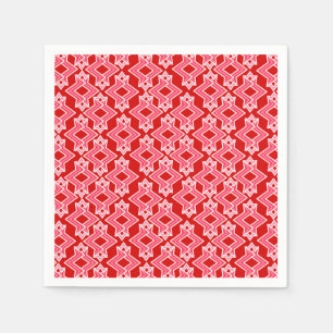 Serviettes Jetables Papier peint Art Déco, rouge foncé et rose