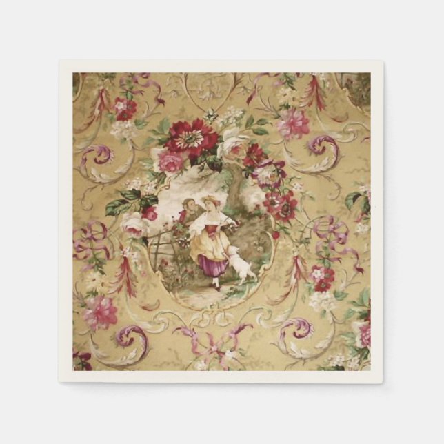 Serviettes Jetables Papier peint floral victorien (Devant)
