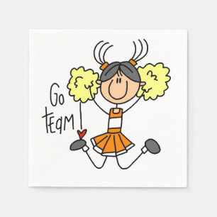 Serviettes Jetables Papier Pom-pom girl Orange Go Team