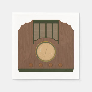 Serviettes Jetables Papier radio rétro en bois serviettes