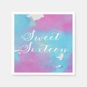 Serviettes Jetables Papier Sweet sixteen d'aquarelle