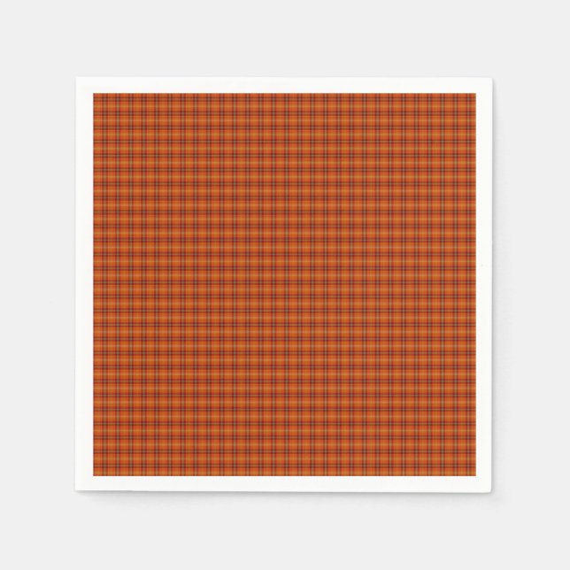 Serviettes Jetables Papier Tartan orange (Devant)