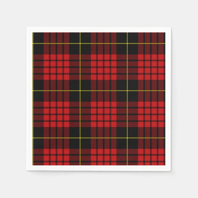 Serviettes Jetables Papier Tartan Rouge (Devant)