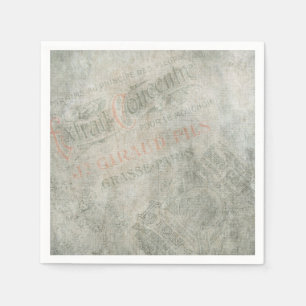 Serviettes Jetables Papier Vintage défraîchi Collage publicitaire pari