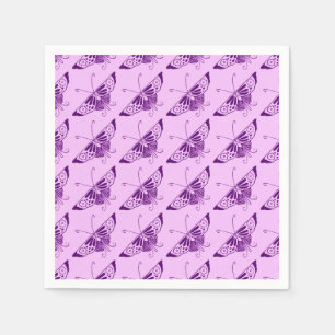 Serviettes Jetables Papillon Art déco stylisé - violet et orchidée