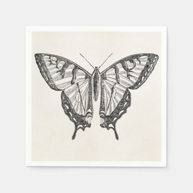Serviettes Jetables Papillon vintage Papillon personnalisé Insectes (Devant)