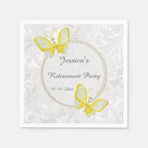 Serviettes Jetables Papillons chic en damas pour la retraite