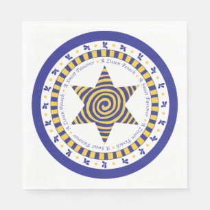 Serviettes Jetables Pâques Blancs Serviettes Standard "Bleu/Jaune Etoi