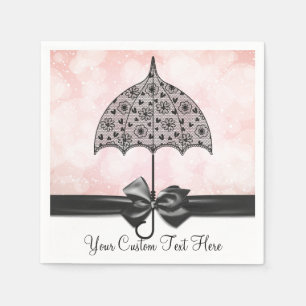 Serviettes Jetables Parapluie en dentelle noire Douche rose serviettes