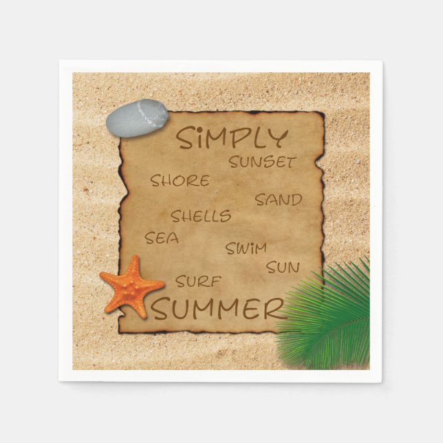 Serviettes Jetables Parchemin sur Arrière - plan de sable - Papier Nap (Devant)