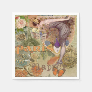 Serviettes Jetables Paris Flapper Art Déco Peacock Vintage