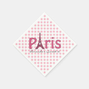 Serviettes Jetables Paris Sweet 16 serviettes d'anniversaire personnal