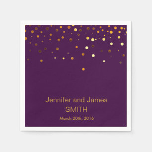 Serviettes Jetables Parties scintillant d'or Confetti Mariage violet p
