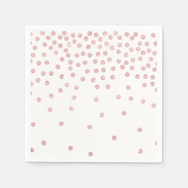Serviettes Jetables parties scintillant d'or rose girly confetti pois (Devant)