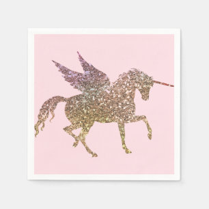 Serviettes Jetables Parties scintillant Or tendance Sparkle Unicorn fê