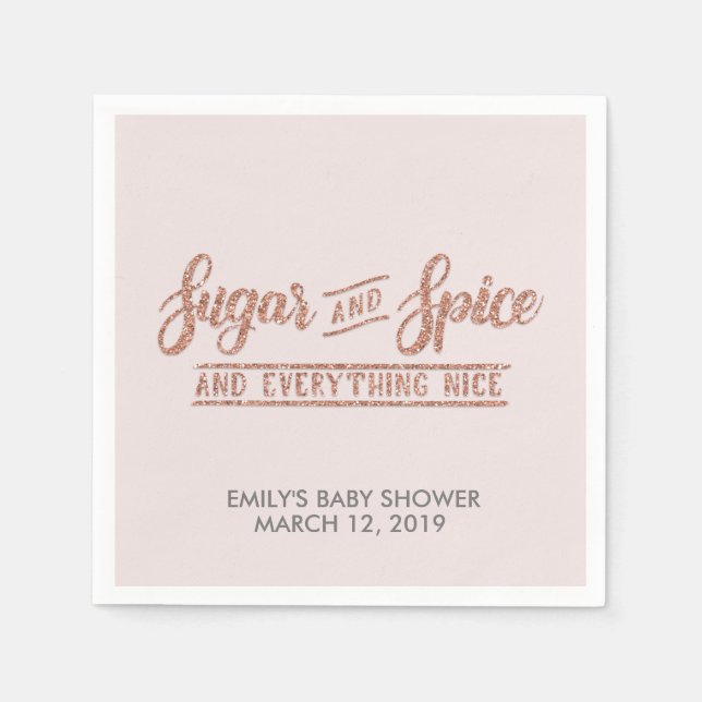 Serviettes Jetables Parties scintillant Rose or sucre et épices Baby s (Devant)