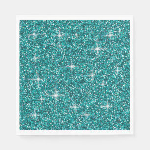 Serviettes Jetables parties scintillant turquoise irisée