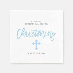 Serviettes Jetables Pastel Blue Boy Cross CHRISTENING Personnalisé