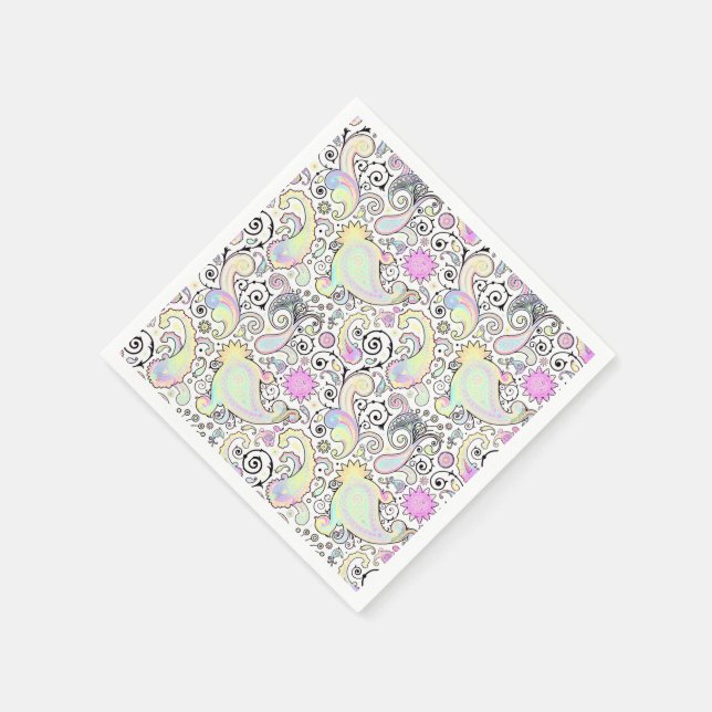 Serviettes Jetables Pastel paisley (Coin)