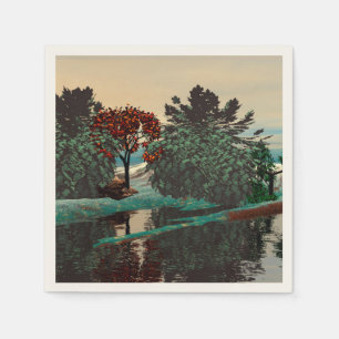 Serviettes Jetables PAYSAGE ALIEN, ARBRES, HYPERION LAGON Sci Fi