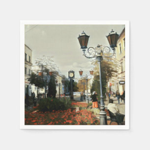 Serviettes Jetables Paysage Urbain Peinture Papier Serviette