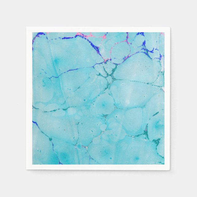 Serviettes Jetables Peinture en marbre Turquoise turquoise Aquarelle A (Devant)