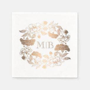 Serviettes Jetables Peonies d'or - Mercredi Jardin de couronne de fleu