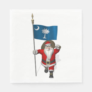Serviettes Jetables Père Noël Doux Avec Drapeau De Caroline Du Sud