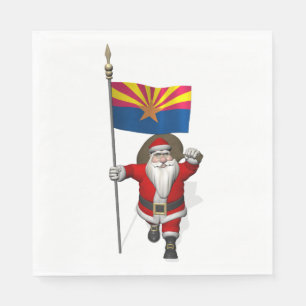 Serviettes Jetables Père Noël Patriotique Avec Drapeau De L'Arizona