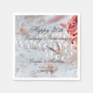Serviettes Jetables Perles mariages 30e anniversaire de Mariage