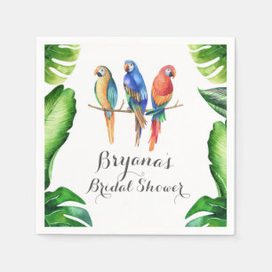 Serviettes Jetables Perroquets tropicaux Oiseaux et Feuilles Fête d'an