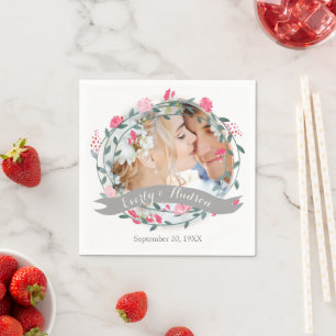 Serviettes Jetables Personnalisé Votre Photo Quartz Mariage Forêt Rose