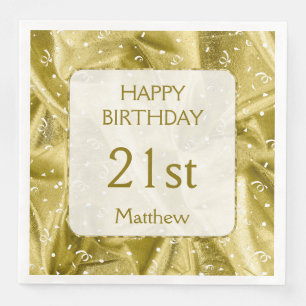 Serviettes Jetables Personnalisez : Or de "joyeux anniversaire"