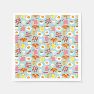 Serviettes Jetables Petit déjeuner amusant Illustrations alimentaires