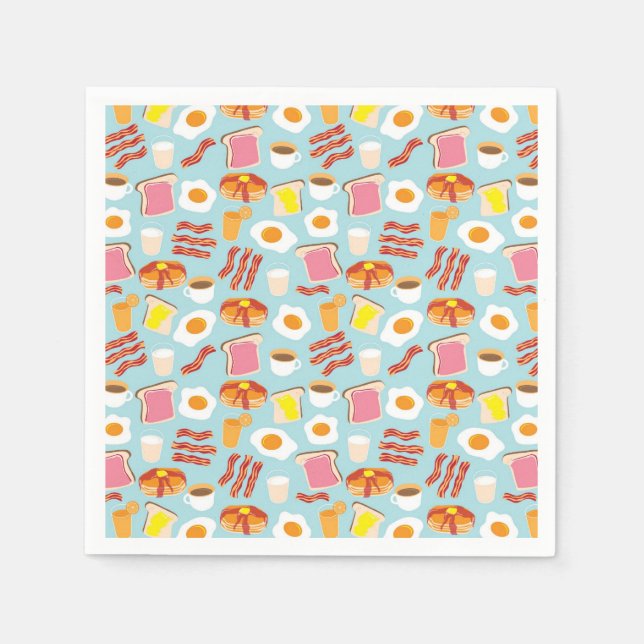 Serviettes Jetables Petit déjeuner amusant Illustrations alimentaires  (Devant)