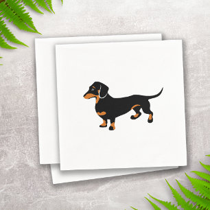 Serviettes Jetables Petit teckel noir et bronzage mignon - chien de